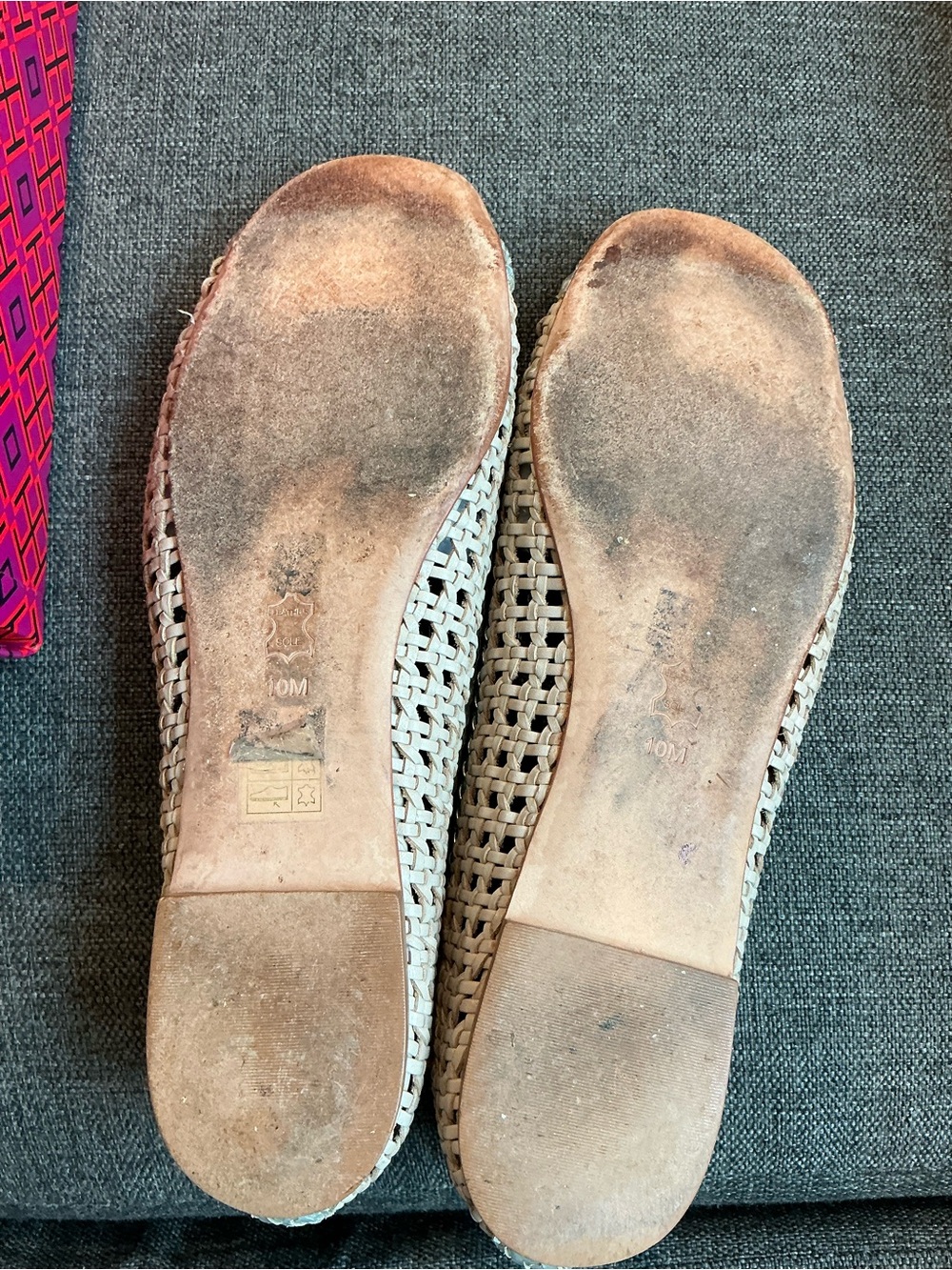 Tory Burch Chelsea woven Braided light taupe/silver Ballet Flats size 10 classy - Picture 4 of 6